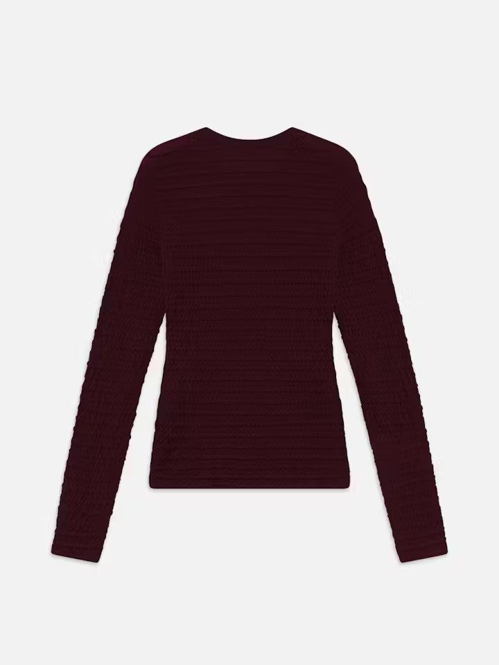 Smocked L/S Crewneck - Wine