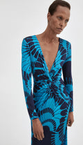Waist Knot Dress - Navy Graphic