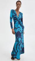 Waist Knot Dress - Navy Graphic