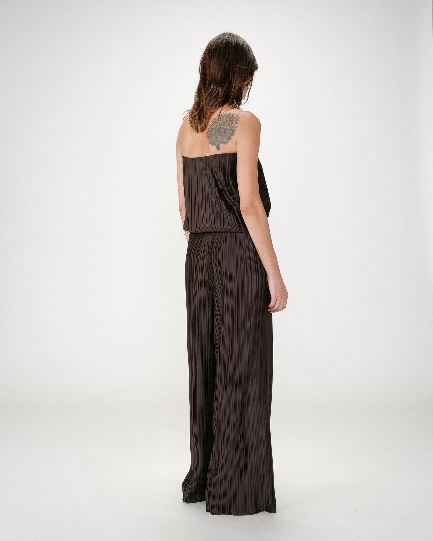 West Pleated Bustier Top - Chocolate