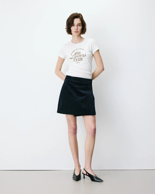 Adele Corduroy Wrap Mini Skirt - Navy