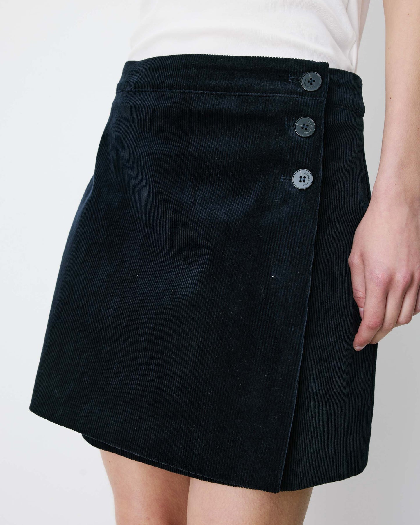 Adele Corduroy Wrap Mini Skirt - Navy