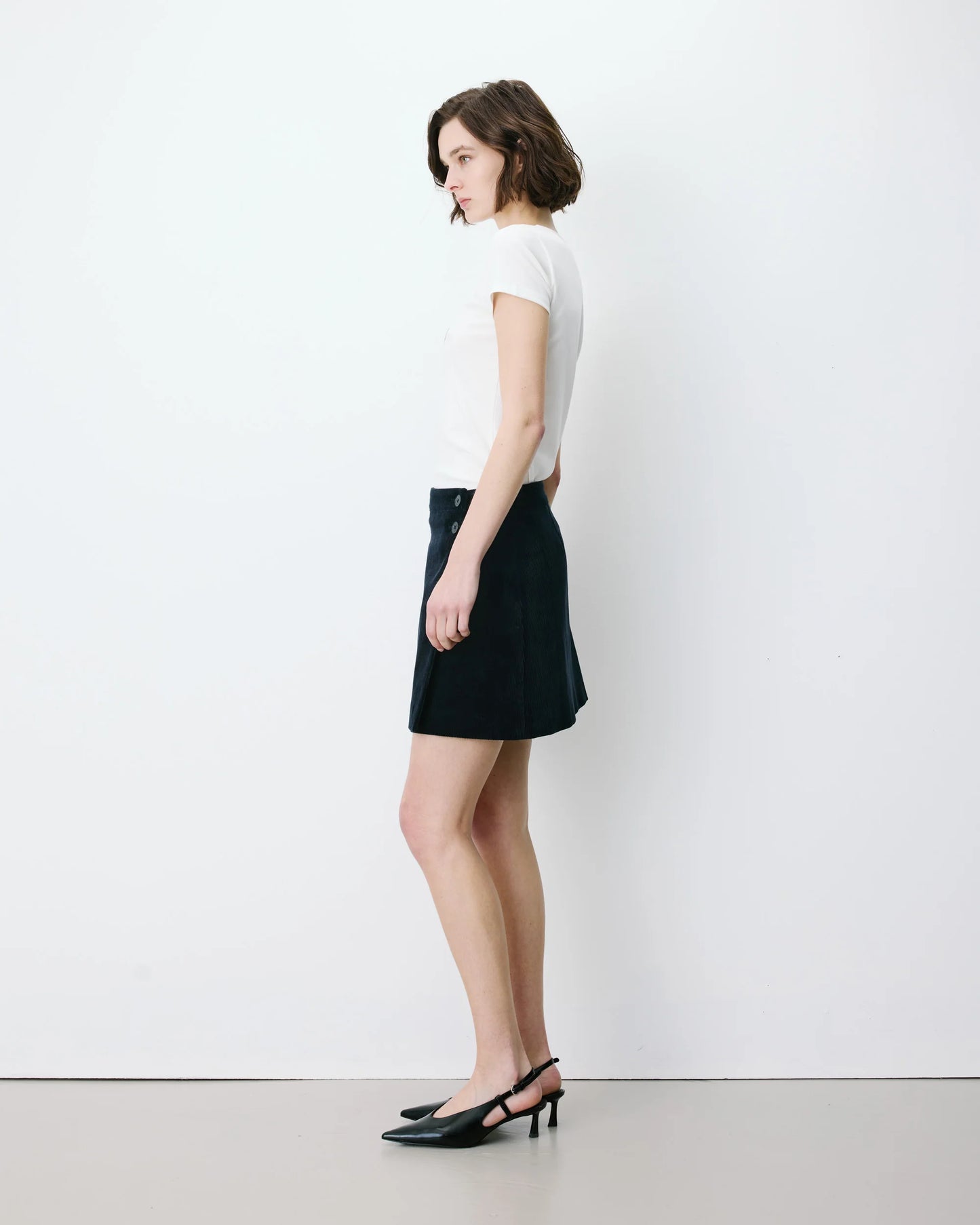 Adele Corduroy Wrap Mini Skirt - Navy