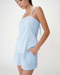 Wynel Fitted Gingham Cotton Square-Neck Top - Ciel