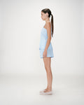 Wynel Fitted Gingham Cotton Square-Neck Top - Ciel
