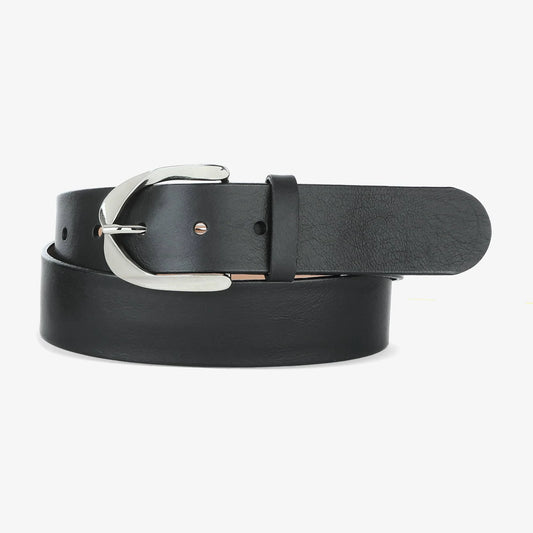 Xela Nappa Leather Belt - Smooth Black/Silver