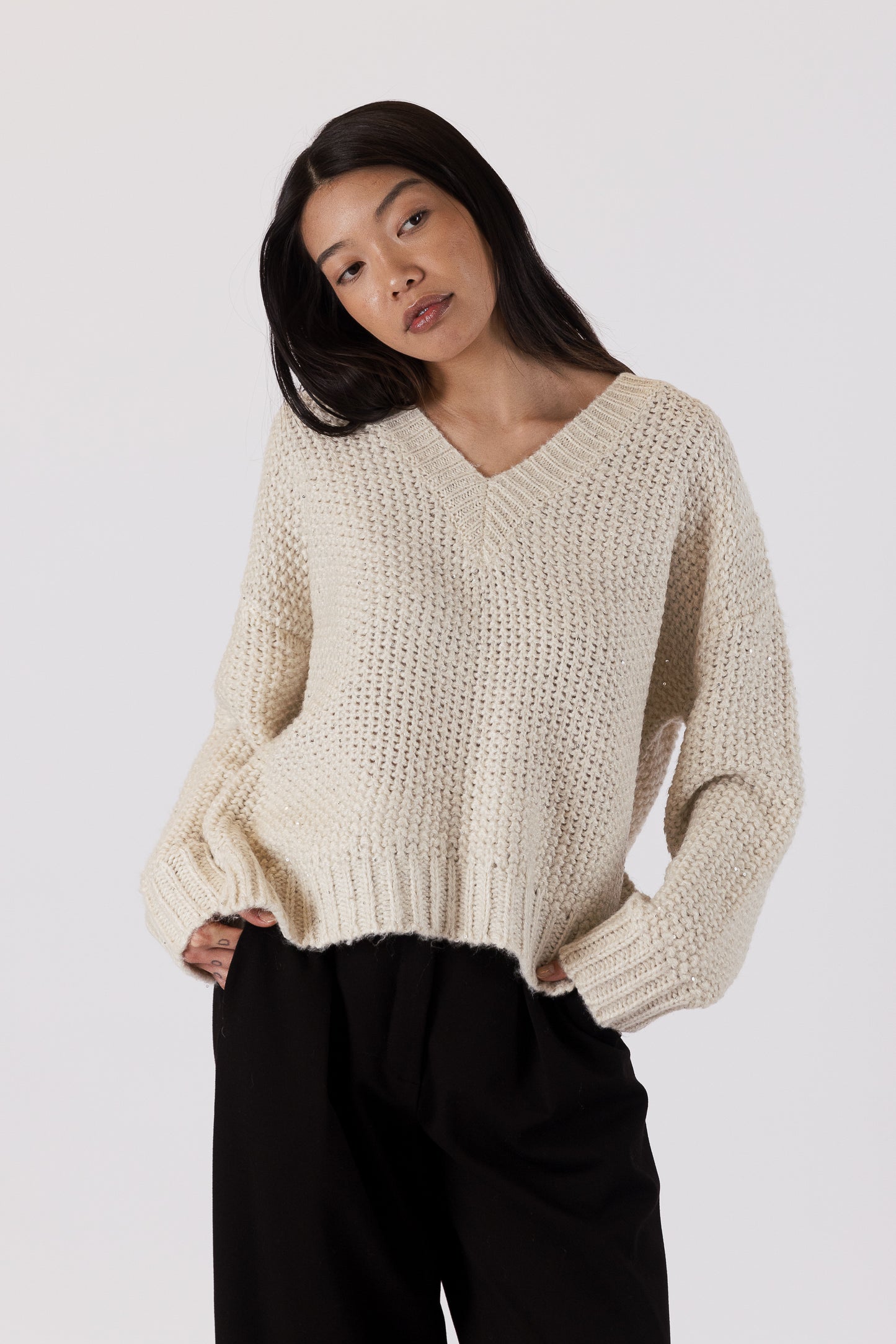 Yule Sweater - Heather Beige Sparkle