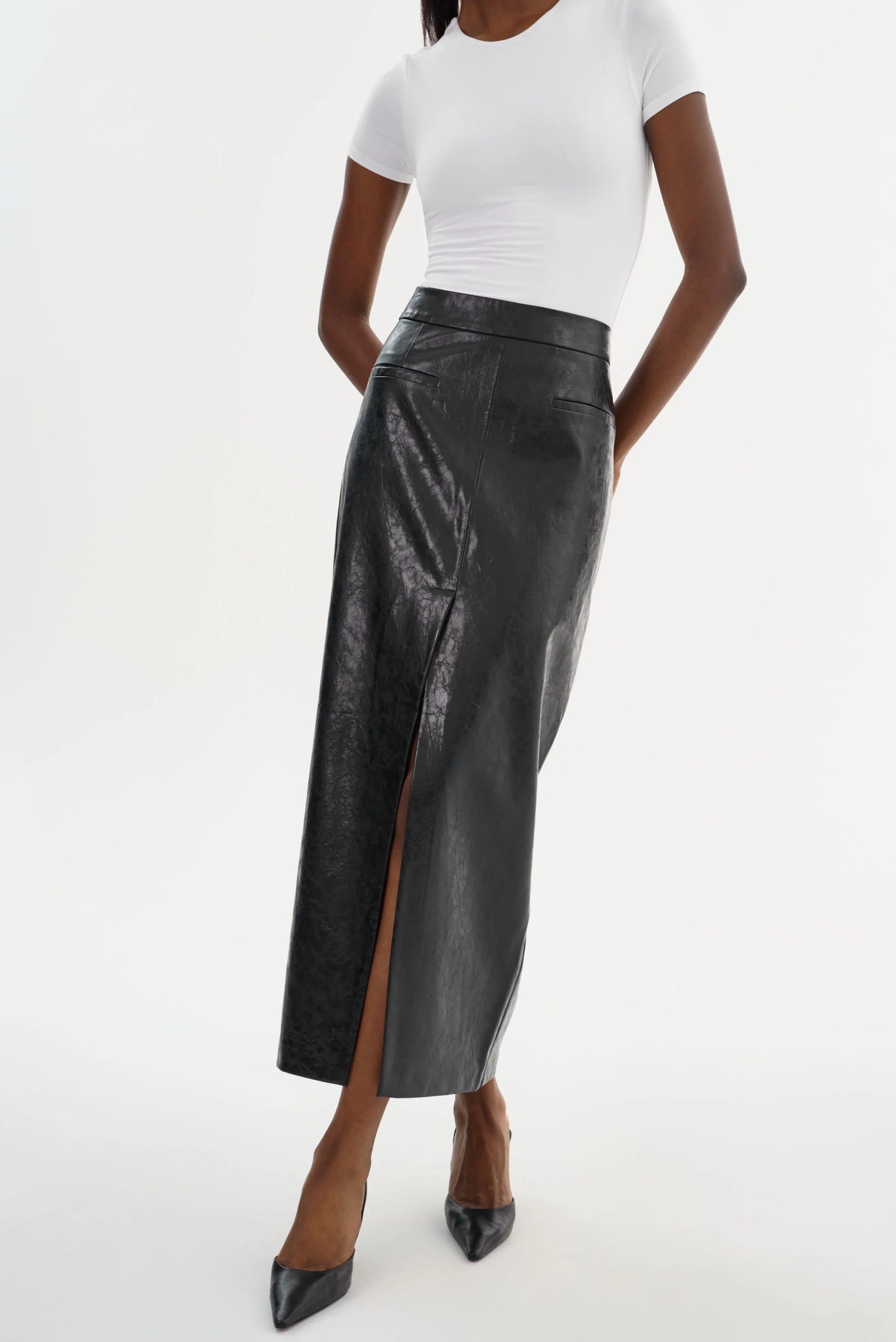 Yvette Faux Leather Maxi Skirt - Black