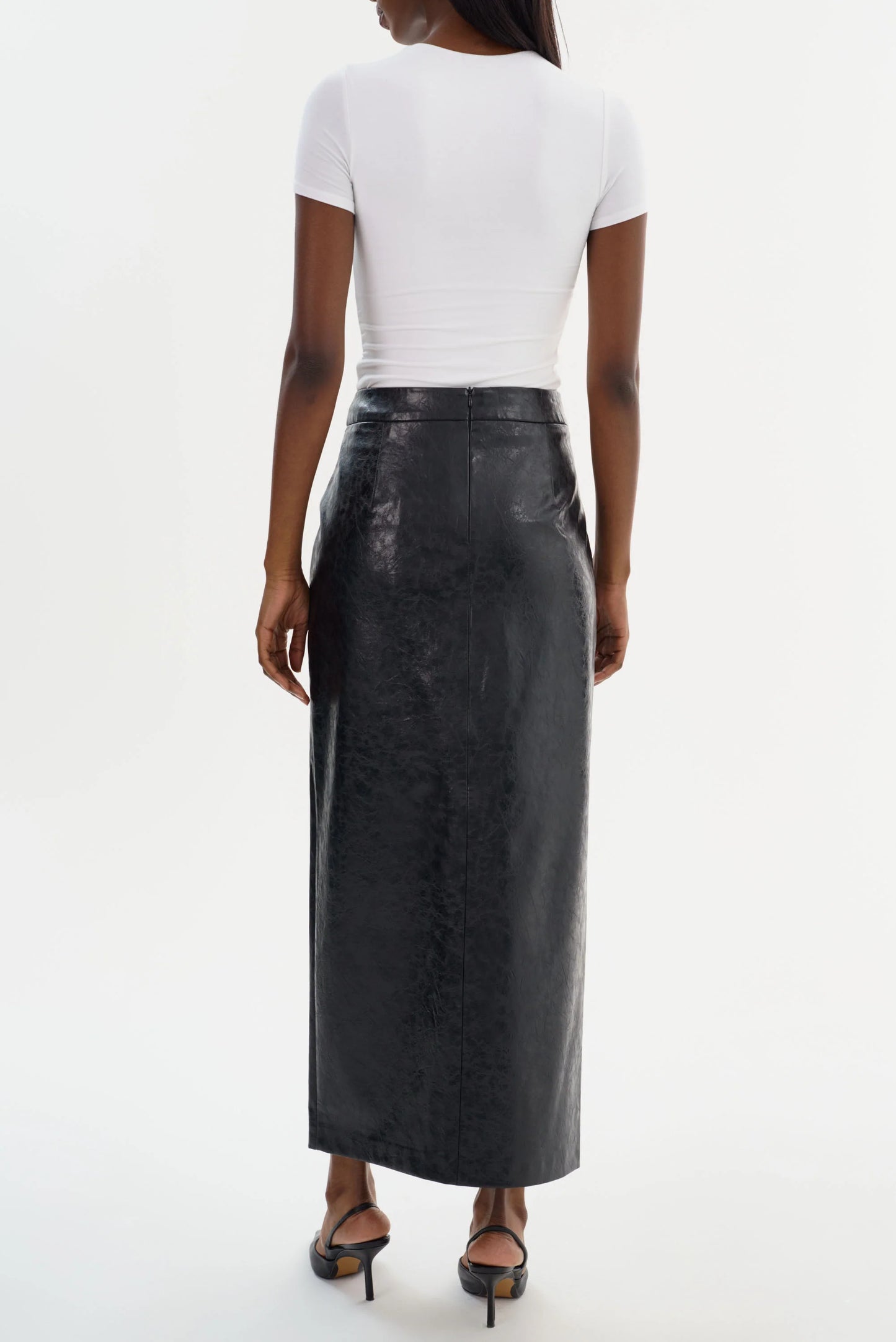 Yvette Faux Leather Maxi Skirt - Black