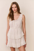 Zayan Heart Eyelet Cotton Mini Dress - White