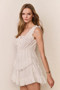 Zayan Heart Eyelet Cotton Mini Dress - White