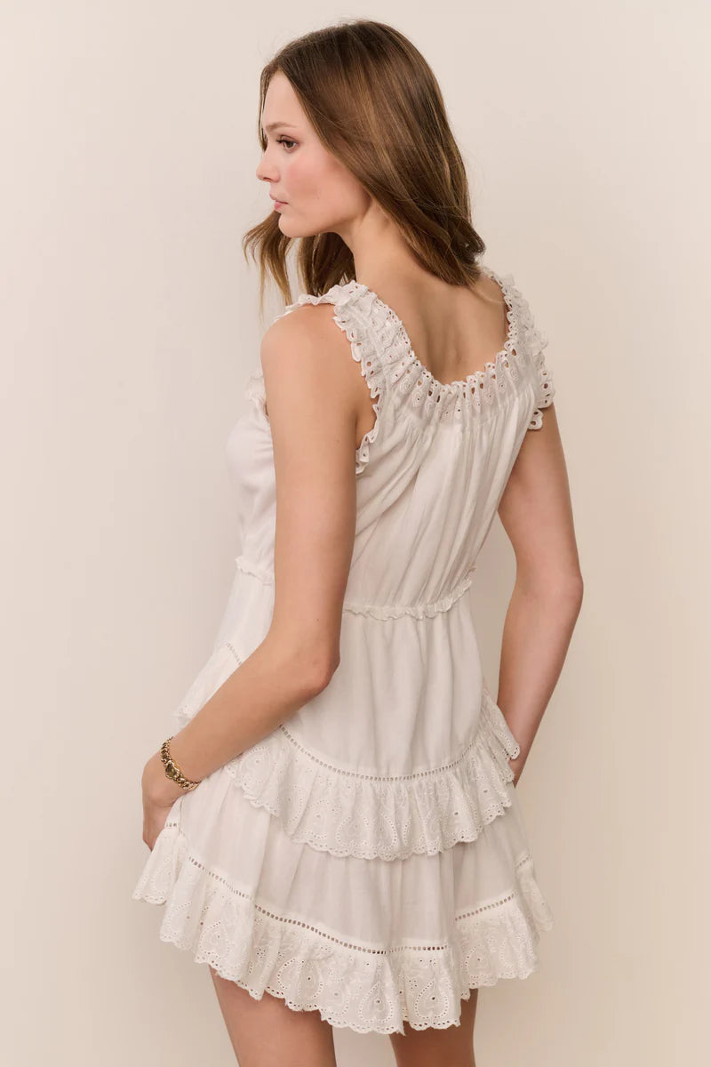 Zayan Heart Eyelet Cotton Mini Dress - White