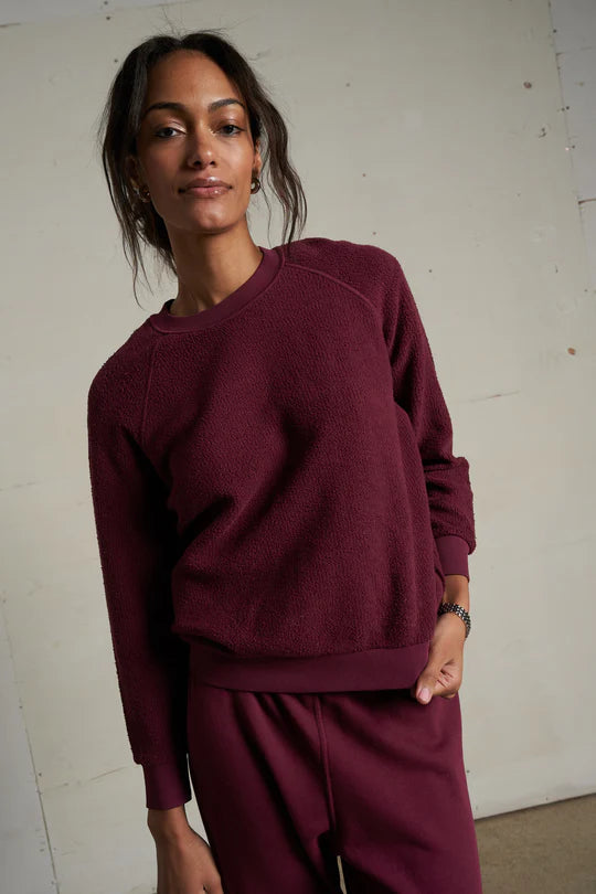 Ziggy Reverse Fleece Shrunken Crew Neck Sweatshirt - Dark Burgundy