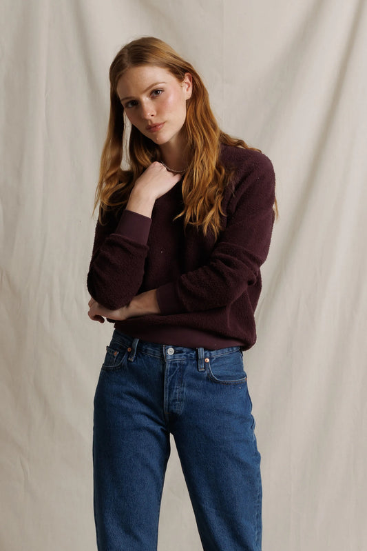 Ziggy Reverse Fleece Crew Neck Sweatshirt - Cherry Lacquer