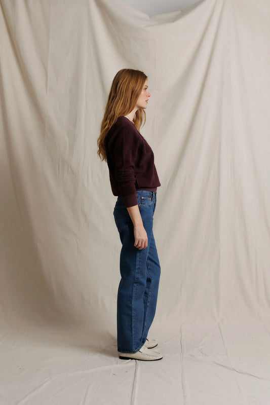 Ziggy Reverse Fleece Crew Neck Sweatshirt - Cherry Lacquer