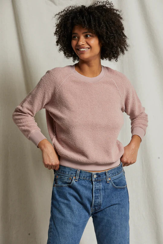 The Ziggy Inside Out Cotton Fleece Shrunken Crew - Mauve