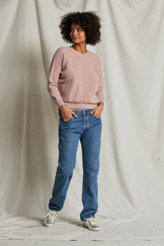 The Ziggy Inside Out Cotton Fleece Shrunken Crew - Mauve