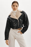 Dylan 80's Sherpa Leather Biker Jacket