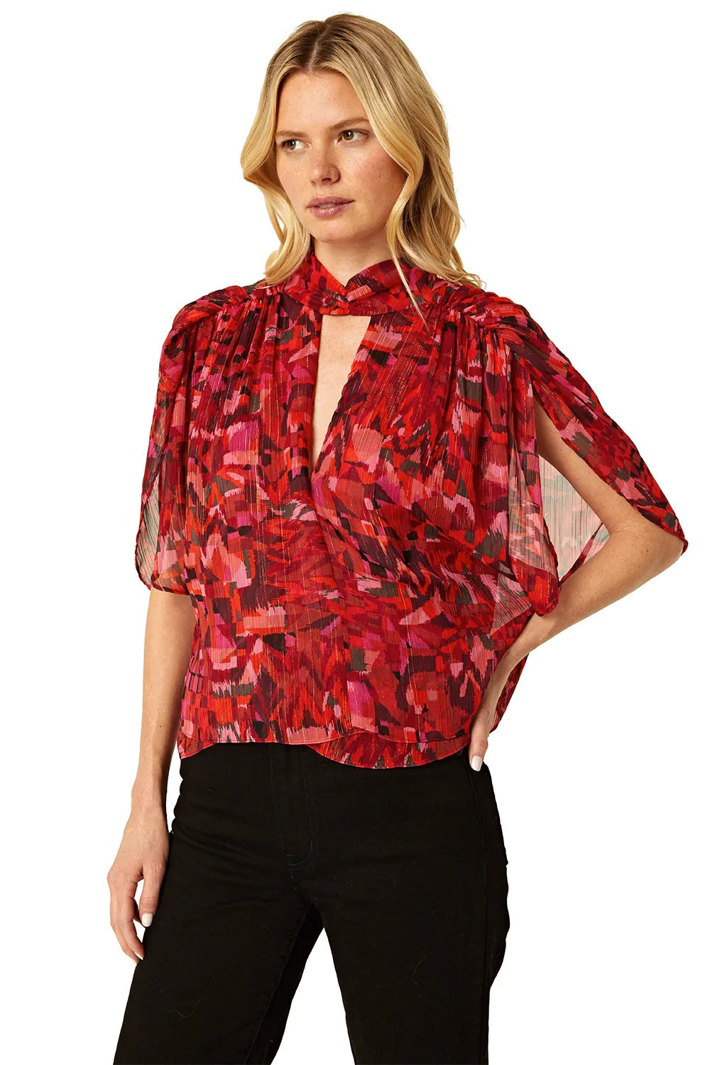 Greta Top - Crimson Geo