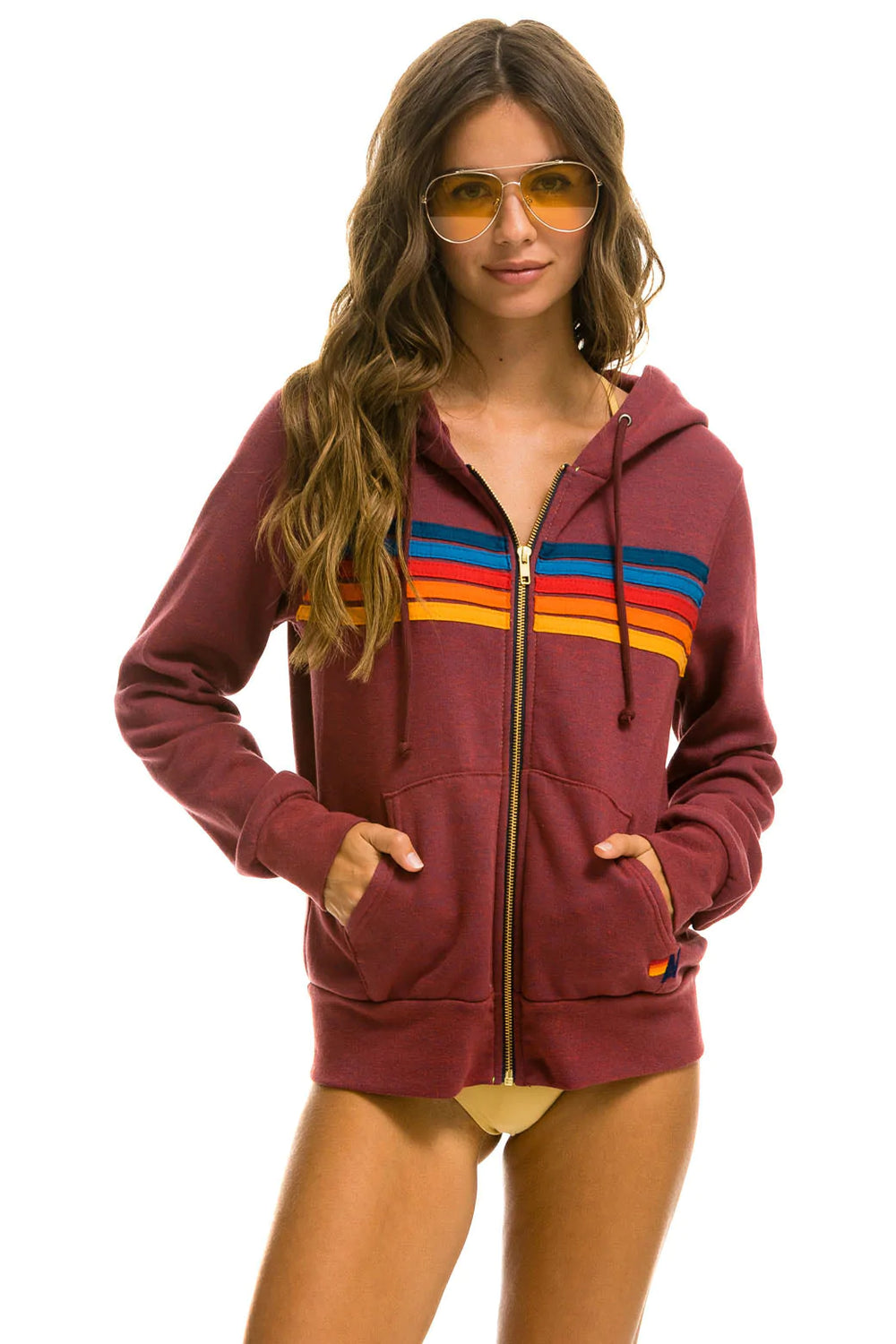 5 Stripe Hoodie - Plum