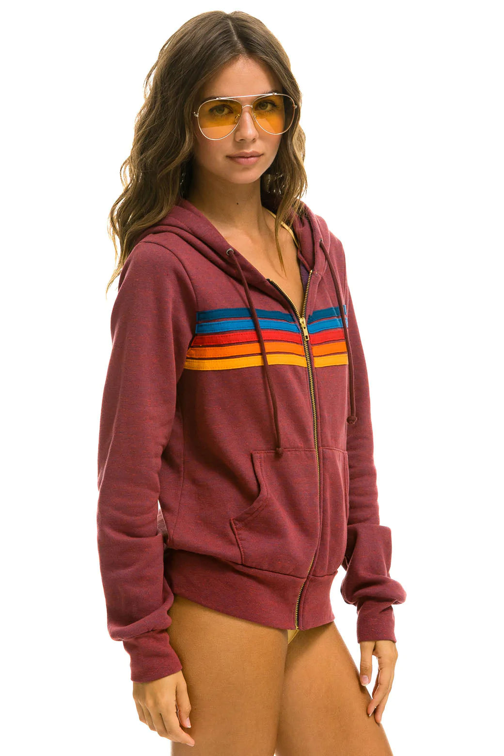 5 Stripe Hoodie - Plum