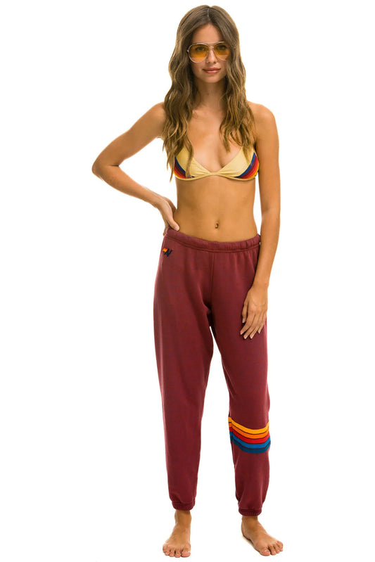 Women's Rainbow Stitch Sweatpants - Plum
