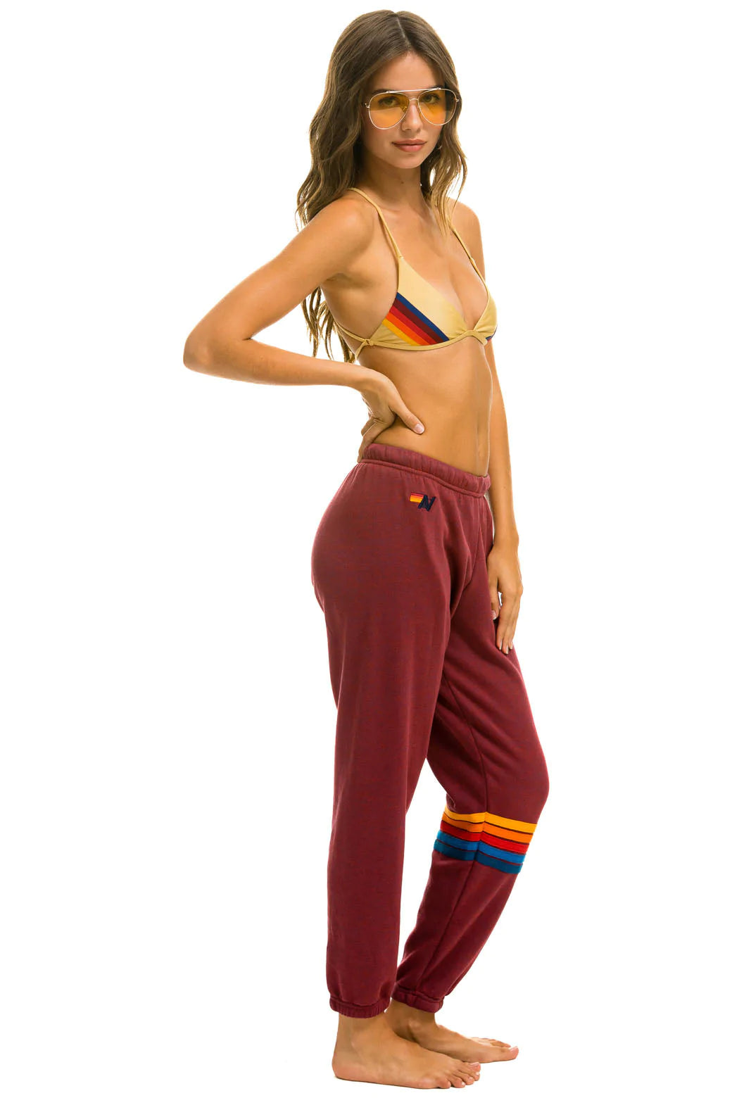 Women's Rainbow Stitch Sweatpants - Plum – Premium Boutique