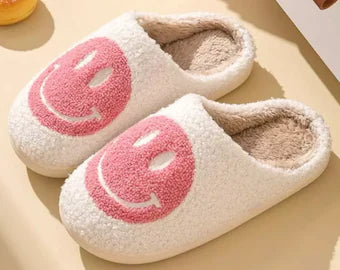 Smiley Teddy Slippers - Pink