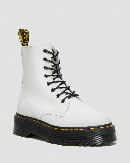 Jadon Platform Boots - White Polished Smooth
