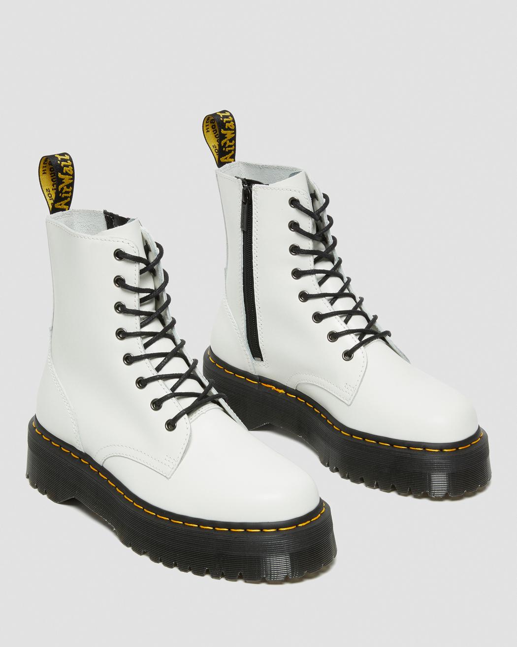 Jadon Platform Boots - White Polished Smooth