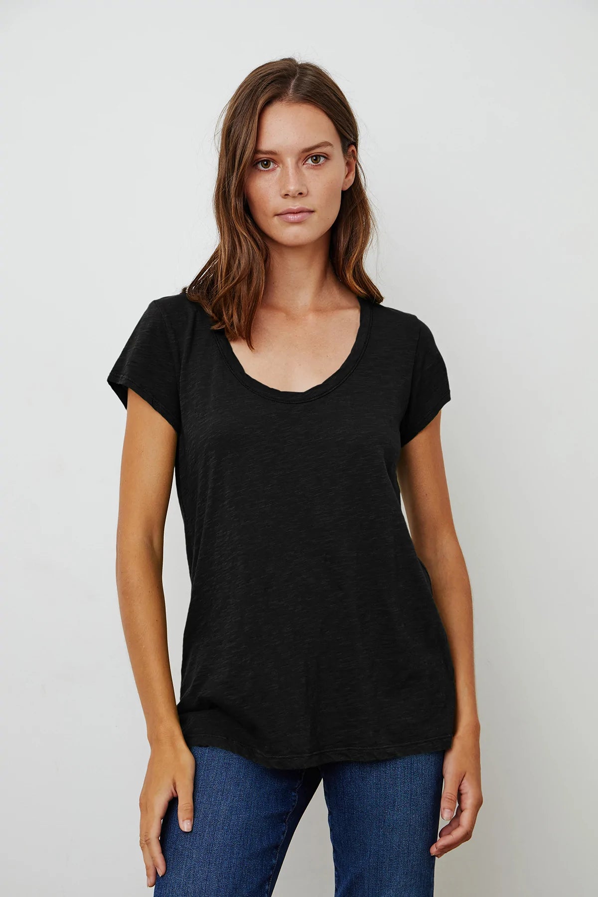 Kira Original Slub Scoop Neck Tee - Black