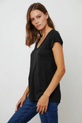 Kira Original Slub Scoop Neck Tee - Black