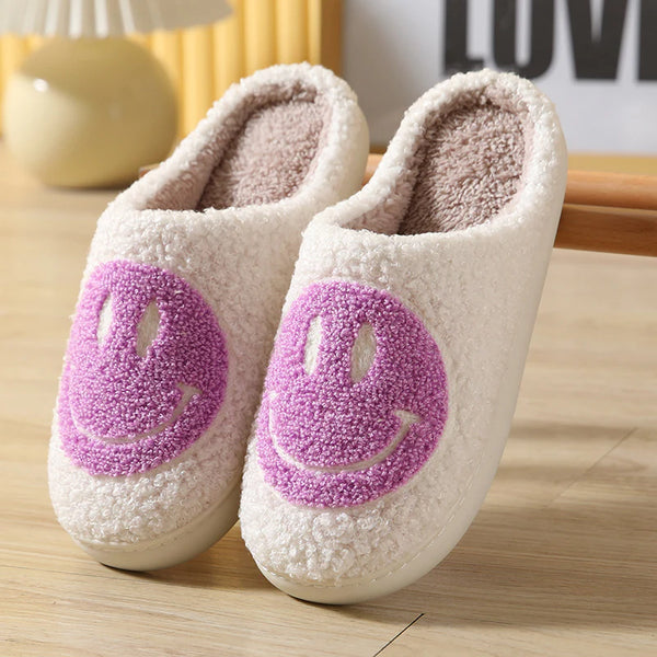 Smiley Teddy Slippers - Lilac
