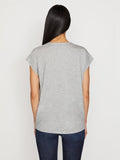 Le Mid Rise V Neck Tee - Heather Grey