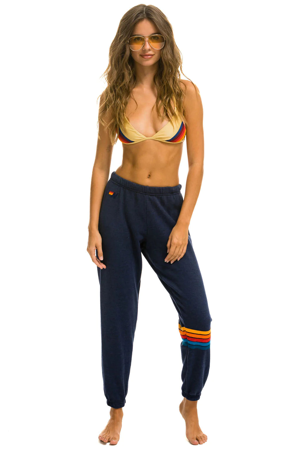 Women's Rainbow Stitch Sweatpants - Navy – Premium Boutique