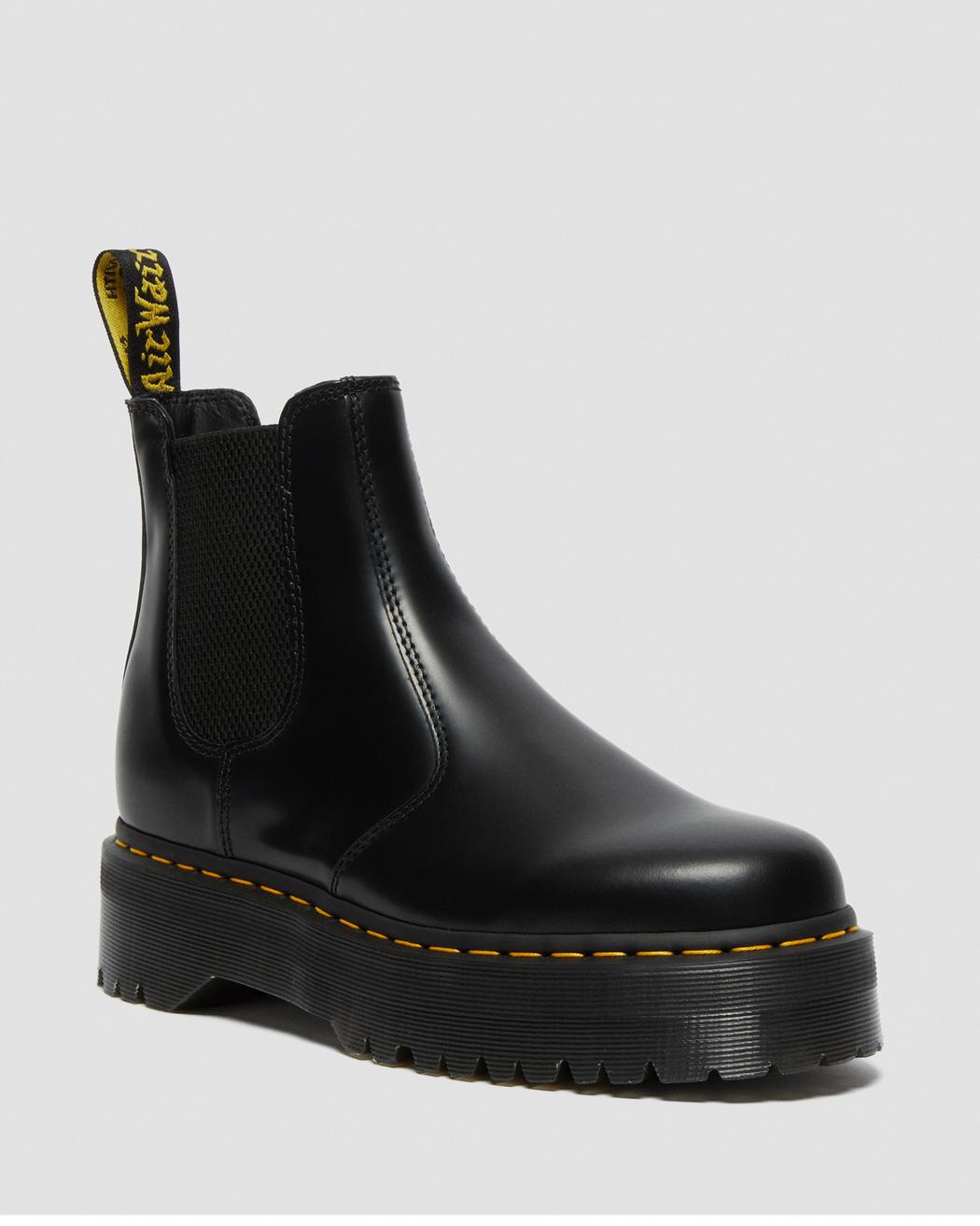 2976 Polished Smooth Platform Chelsea Boots - Black