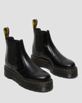 2976 Polished Smooth Platform Chelsea Boots - Black