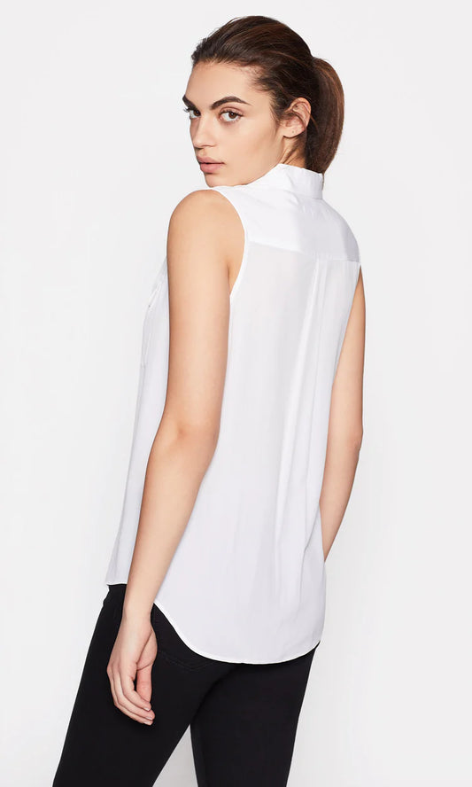 Sleeveless Slim Signature Silk Shirt - Bright White