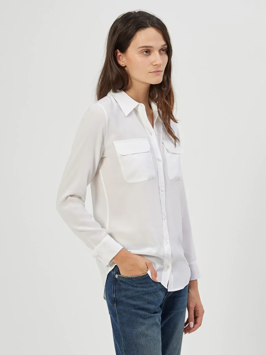Slim Signature Silk Shirt - Bright White