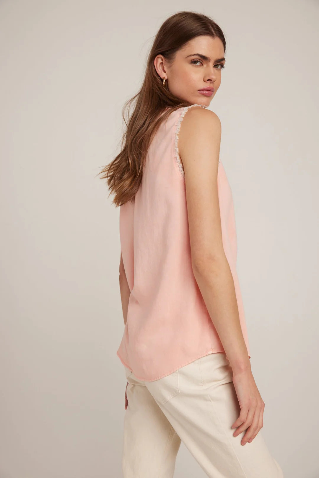 Fray Edge Sleeveless Top - Sunset Coral