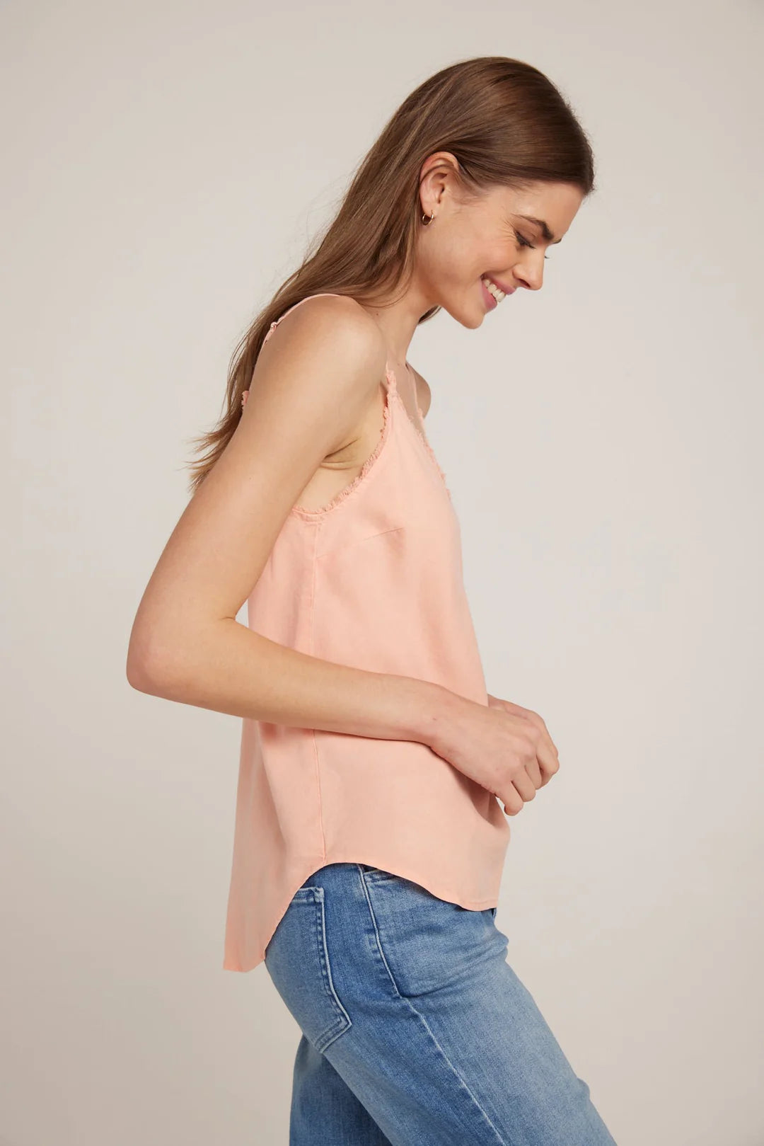 Frayed Tencel Cami - Sunset Coral